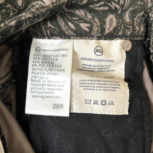 Adriano Goldstein Pants Womens 26 Black Stevie Ankle Velvet Dark Floral Paisley - Picture 13 of 13